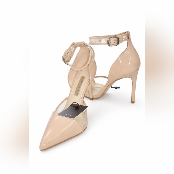 Zara Beige Ankle Strap Heels - Picture 2 of 8